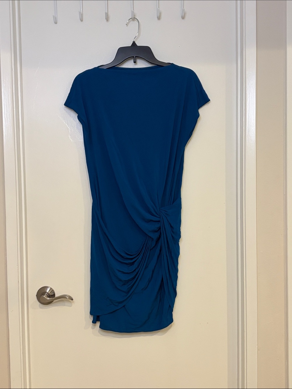 Akris Punto Teal-Blue Ruched Side Midi Dress
